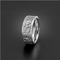 Wide Cherry Blossom Wedding Ring with Gems in Diamond